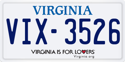 VA license plate VIX3526