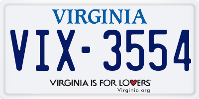 VA license plate VIX3554