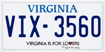 VA license plate VIX3560
