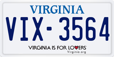 VA license plate VIX3564