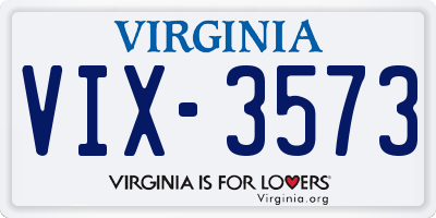 VA license plate VIX3573