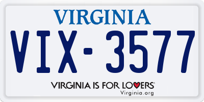 VA license plate VIX3577