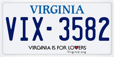 VA license plate VIX3582
