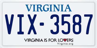 VA license plate VIX3587