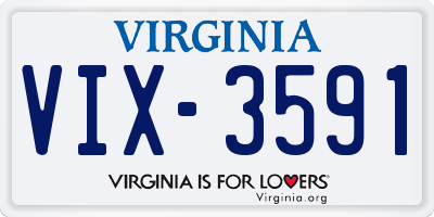 VA license plate VIX3591
