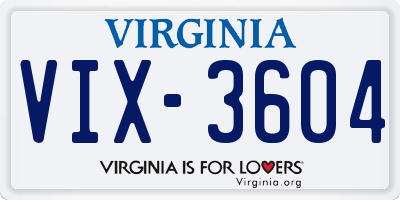 VA license plate VIX3604