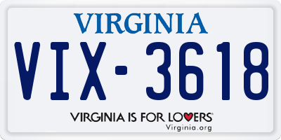 VA license plate VIX3618