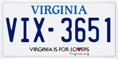 VA license plate VIX3651