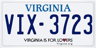 VA license plate VIX3723