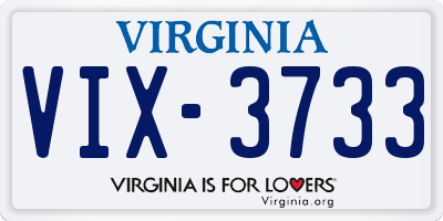VA license plate VIX3733