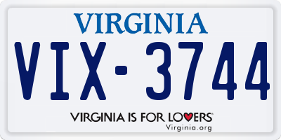 VA license plate VIX3744
