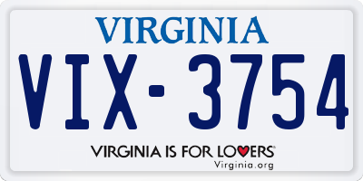 VA license plate VIX3754