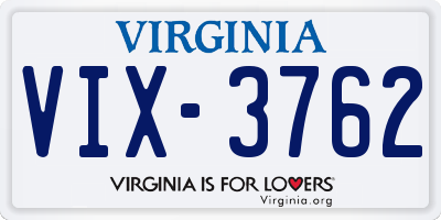 VA license plate VIX3762