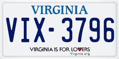 VA license plate VIX3796