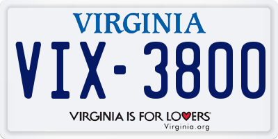 VA license plate VIX3800