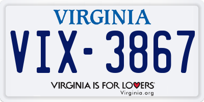 VA license plate VIX3867