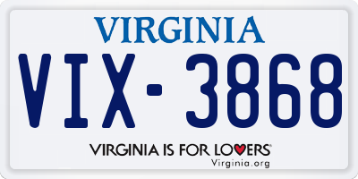 VA license plate VIX3868