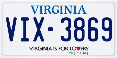 VA license plate VIX3869