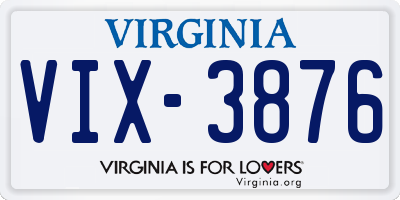 VA license plate VIX3876