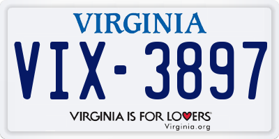 VA license plate VIX3897