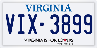 VA license plate VIX3899
