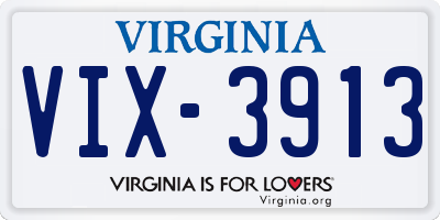 VA license plate VIX3913