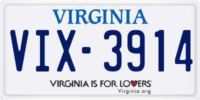 VA license plate VIX3914