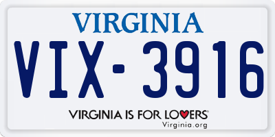 VA license plate VIX3916