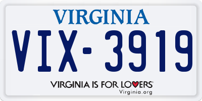 VA license plate VIX3919