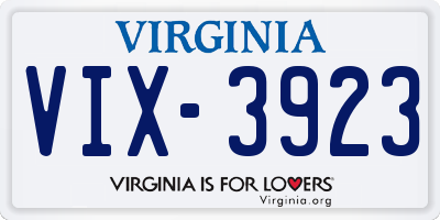 VA license plate VIX3923