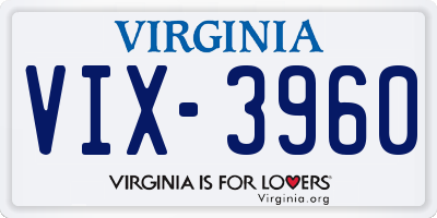 VA license plate VIX3960