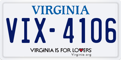 VA license plate VIX4106