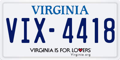 VA license plate VIX4418