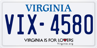 VA license plate VIX4580