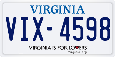 VA license plate VIX4598