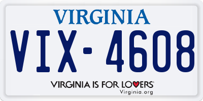 VA license plate VIX4608