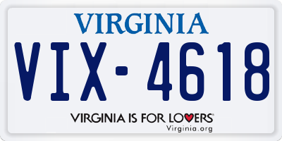 VA license plate VIX4618