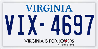 VA license plate VIX4697