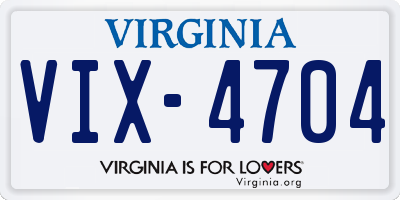 VA license plate VIX4704
