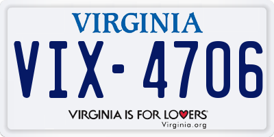 VA license plate VIX4706