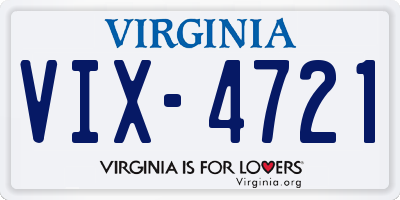 VA license plate VIX4721