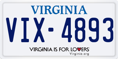 VA license plate VIX4893