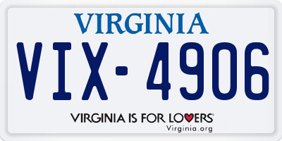 VA license plate VIX4906