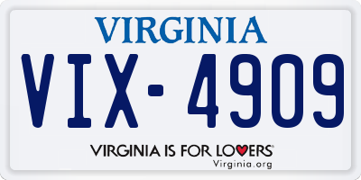 VA license plate VIX4909