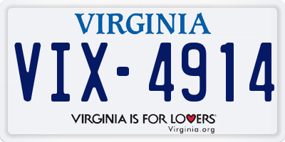 VA license plate VIX4914