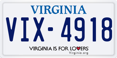 VA license plate VIX4918
