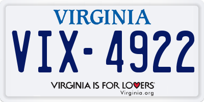 VA license plate VIX4922
