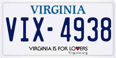 VA license plate VIX4938