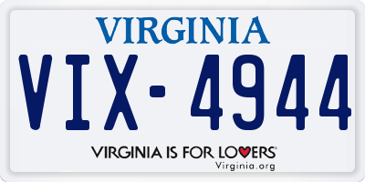 VA license plate VIX4944
