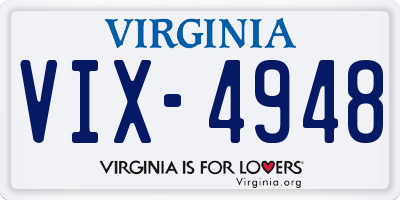 VA license plate VIX4948